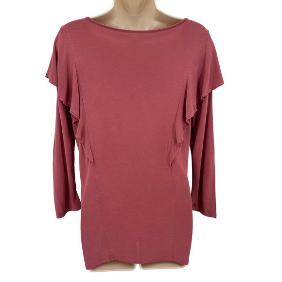 Loft Outlet Womens Rayon Ruffled Long Sleeve Top Size M Dusty Rose - Picture 3 of 7